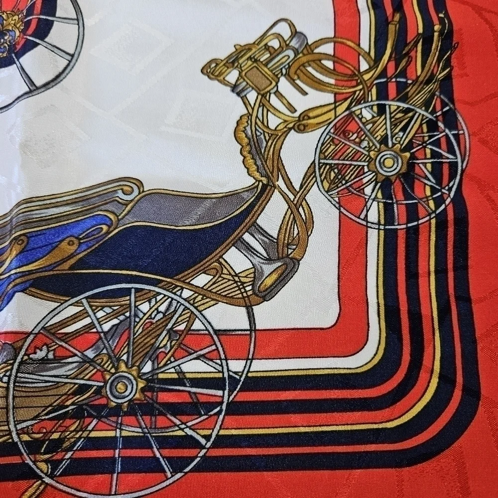 VINTAGE Berkshire Accessories Red Carriage Large Square Scarf Wrap